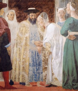 Piero Della Francesca 1464 'The meeting-between The Queen of Sheba and King Solomon'.